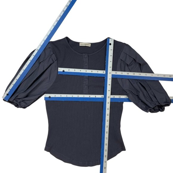 Ulla Johnson Kara Puff Sleeve Ribbed Top Blouse S Periscope Henley Quiet Luxury - Picture 6 of 14